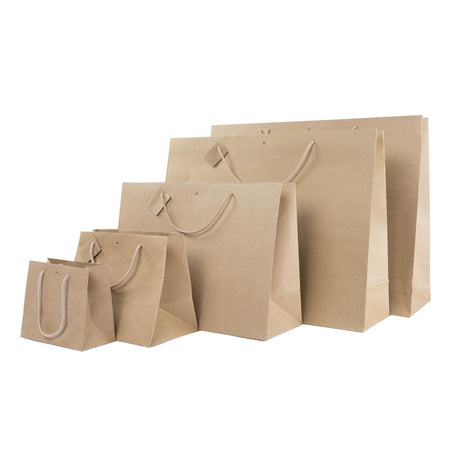 Shopper Carta Kraft con Tag & Foro Avana