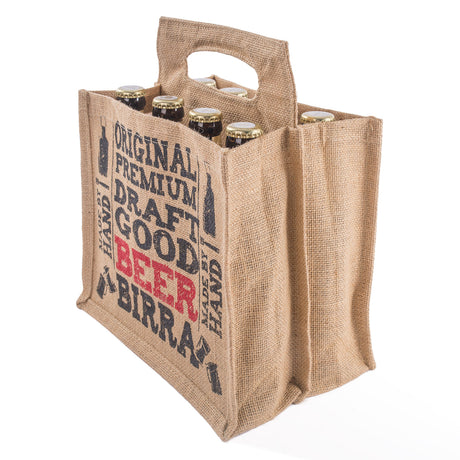 Shopper Juta Portabottiglie Birra con stampa Naturale