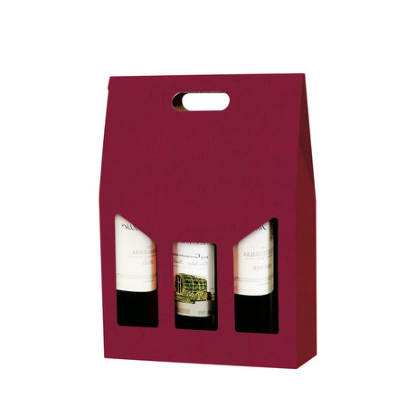 Scatola Porta Bottiglie Onda  linea Burgundy con finestra