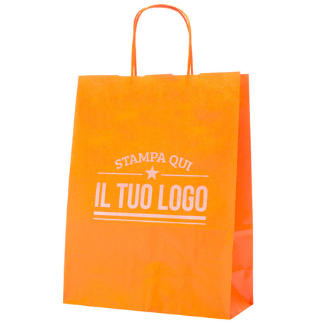 Buste Shopper Carta Arancione Personalizzabile