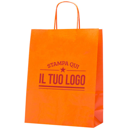 Buste Shopper Carta Arancione Personalizzabile