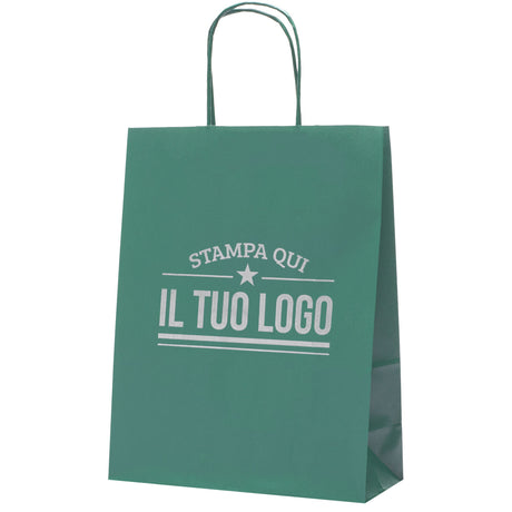 Buste Shopper Carta Verde Scuro Personalizzabile