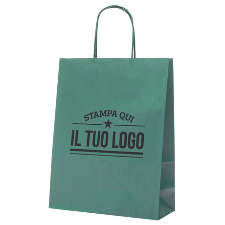 Buste Shopper Carta Verde Scuro Personalizzabile