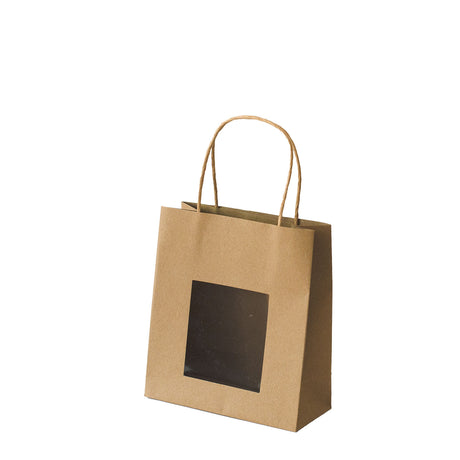 Shopper Carta Kraft cordino con finestra Avana